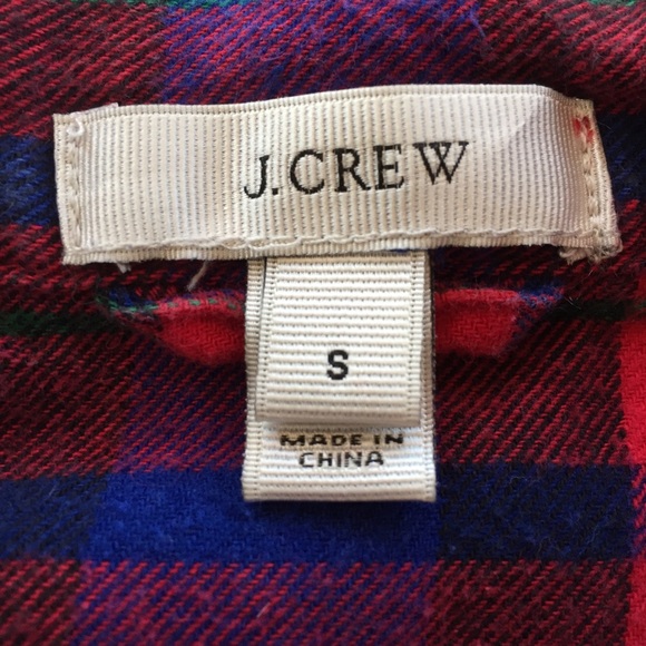 J. Crew Plaid Flannel Button Front Long Sleeve Pajama Top - Picture 9 of 10